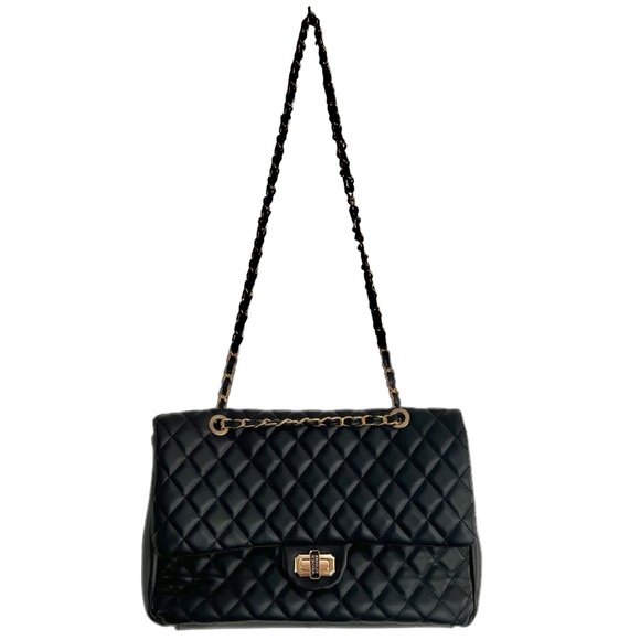 Badgley Mischka Handbags - BADGLEY MISCHKA Women's Black Quilted Messenger Shoulder Bag
